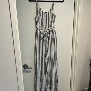 American Eagle Outfitters Black and White Striped Jumpsuit